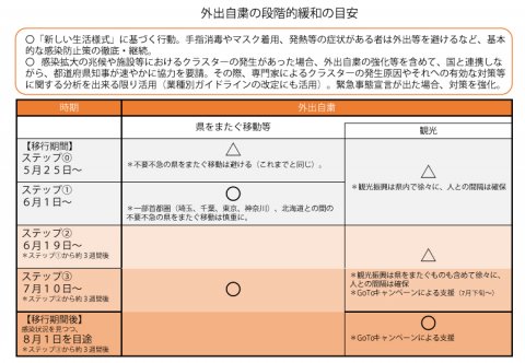 外出自粛の段階的緩和の目安