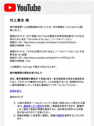 [著作権侵害による削除通知]
